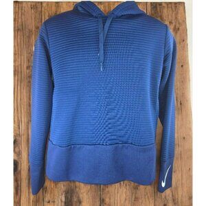 Nike Dri-Fit Mens Blue Pullover Hoodie Small Ribbed Design